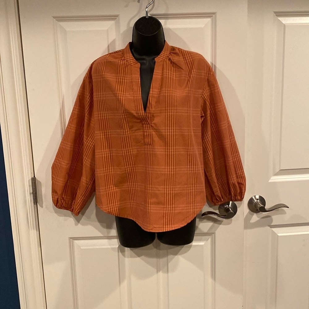 XS orange (rust plaid) A New Day blouse - New with tags